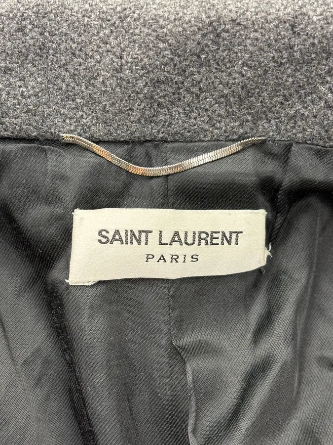FW2014 Saint Laurent Grey Wool Pony Hair Zebra Teddy Jacket IDtdFsg 9