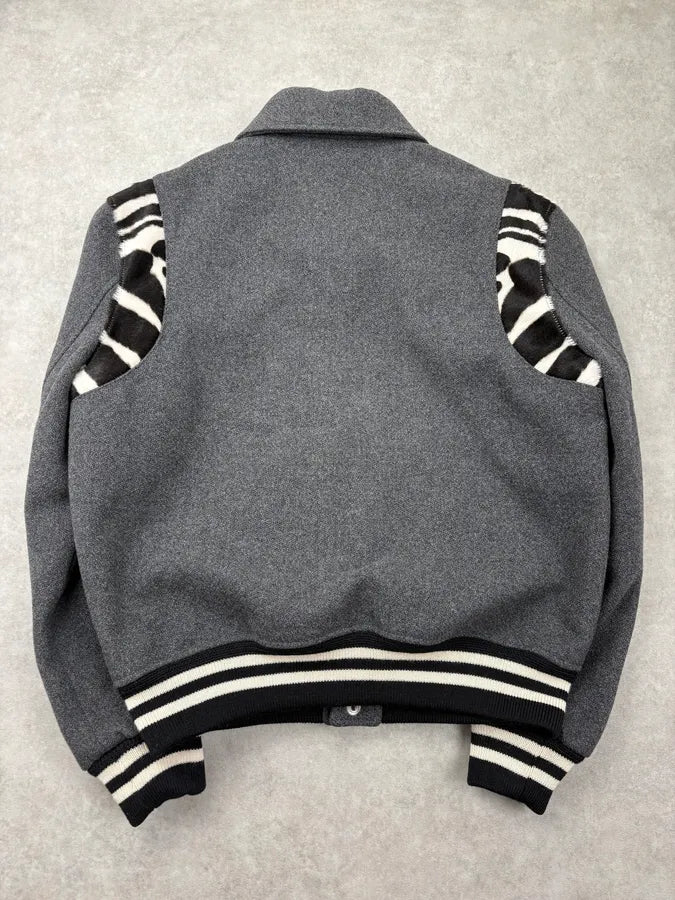 FW2014 Saint Laurent Grey Wool Pony Hair Zebra Teddy Jacket IDtdFsg 5