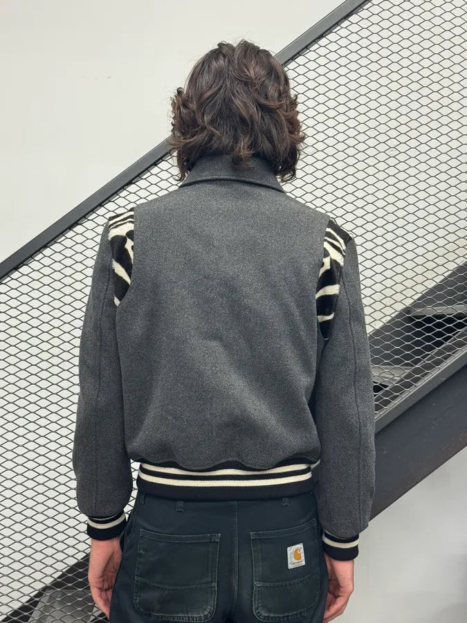 FW2014 Saint Laurent Grey Wool Pony Hair Zebra Teddy Jacket IDtdFsg 2