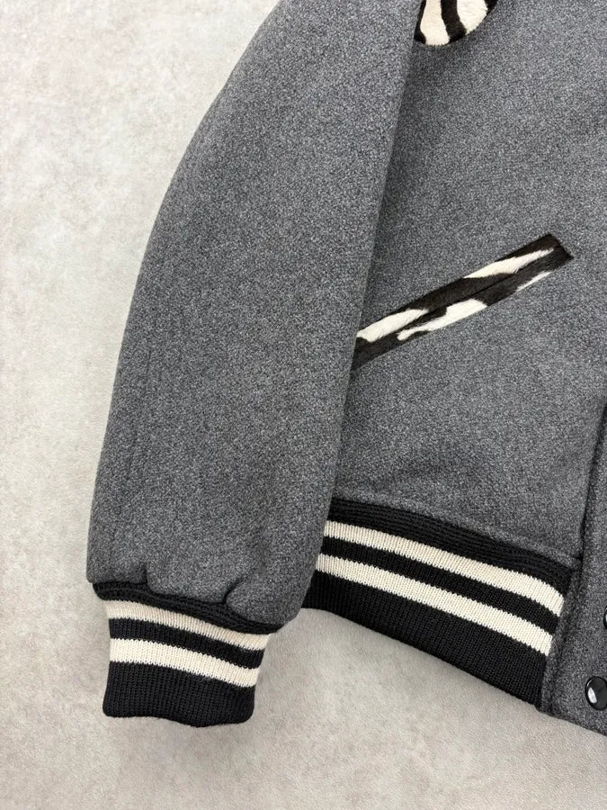 FW2014 Saint Laurent Grey Wool Pony Hair Zebra Teddy Jacket IDtdFsg 7