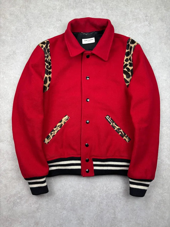 AW2014 Saint Laurent Cheetah Red Pony Hair Teddy Jacket by Hedi Slimane DVcmZpL 0