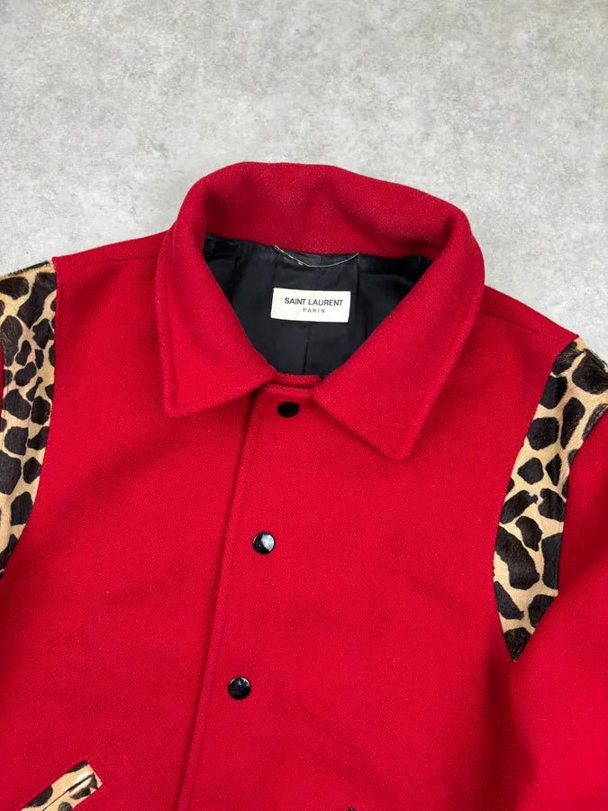 AW2014 Saint Laurent Cheetah Red Pony Hair Teddy Jacket by Hedi Slimane DVcmZpL 5