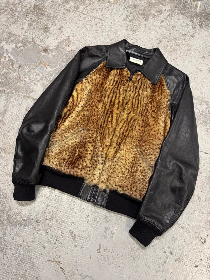 FW2014 Saint Laurent Sample Black Leather Marmot Fur Bomber Jacket by Hedi Slimane RxMxKMi 2