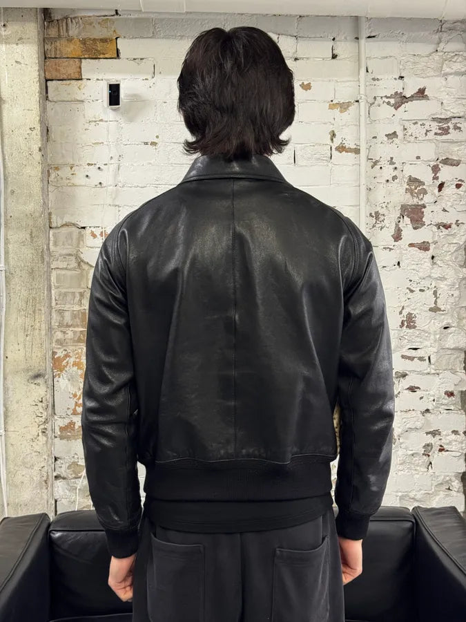 FW2014 Saint Laurent Sample Black Leather Marmot Fur Bomber Jacket by Hedi Slimane RxMxKMi 3