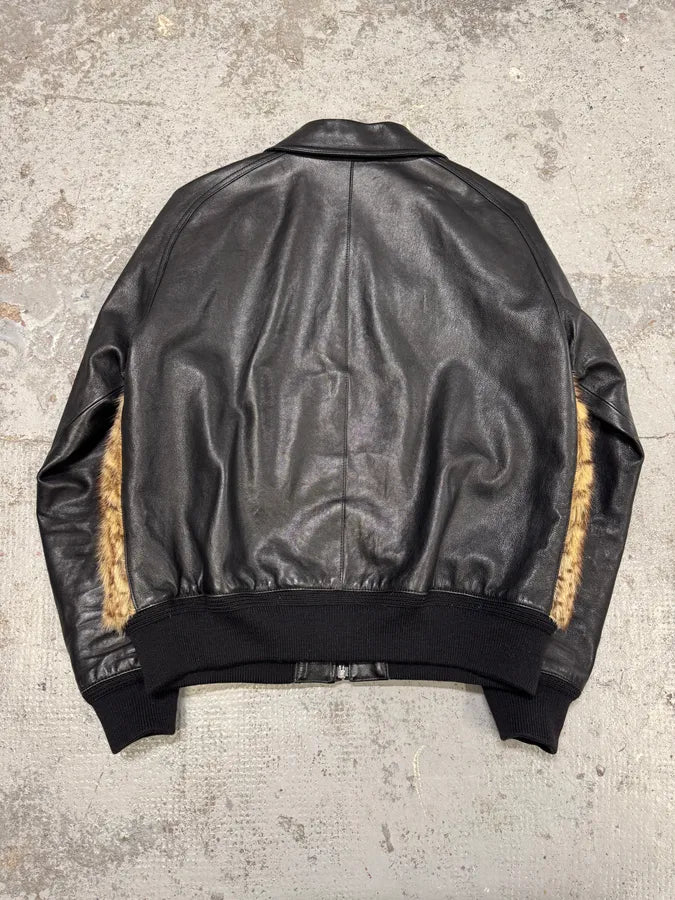 FW2014 Saint Laurent Sample Black Leather Marmot Fur Bomber Jacket by Hedi Slimane RxMxKMi 4