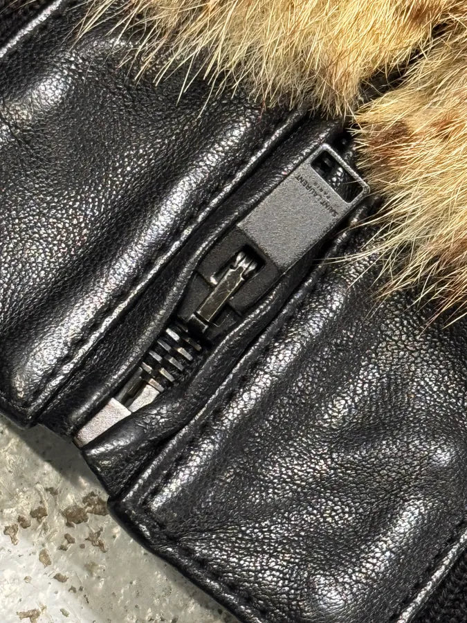 FW2014 Saint Laurent Sample Black Leather Marmot Fur Bomber Jacket by Hedi Slimane RxMxKMi 5