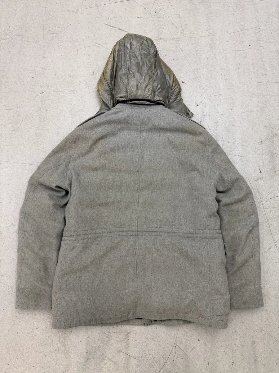 FW2014 Stone Island Ice Grey Wool Blend Puffer Hooded Coat DXxttKl 8