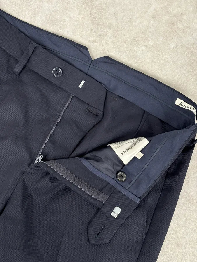 AW2015 Acne Studios Navy Slim Wool Drifter Trousers SqtwBEv 7