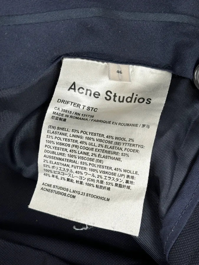 AW2015 Acne Studios Navy Slim Wool Drifter Trousers SqtwBEv 9