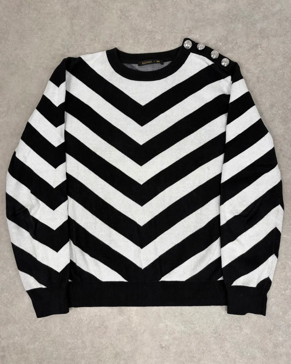 FW2015 Balmain Black & White Striped Sweater VvDeine 0