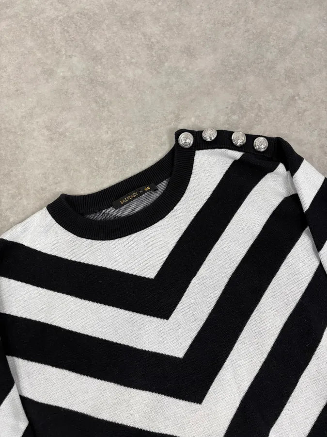 FW2015 Balmain Black & White Striped Sweater VvDeine 4
