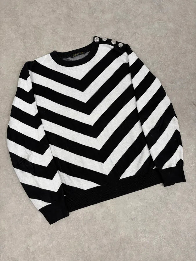 FW2015 Balmain Black & White Striped Sweater VvDeine 3