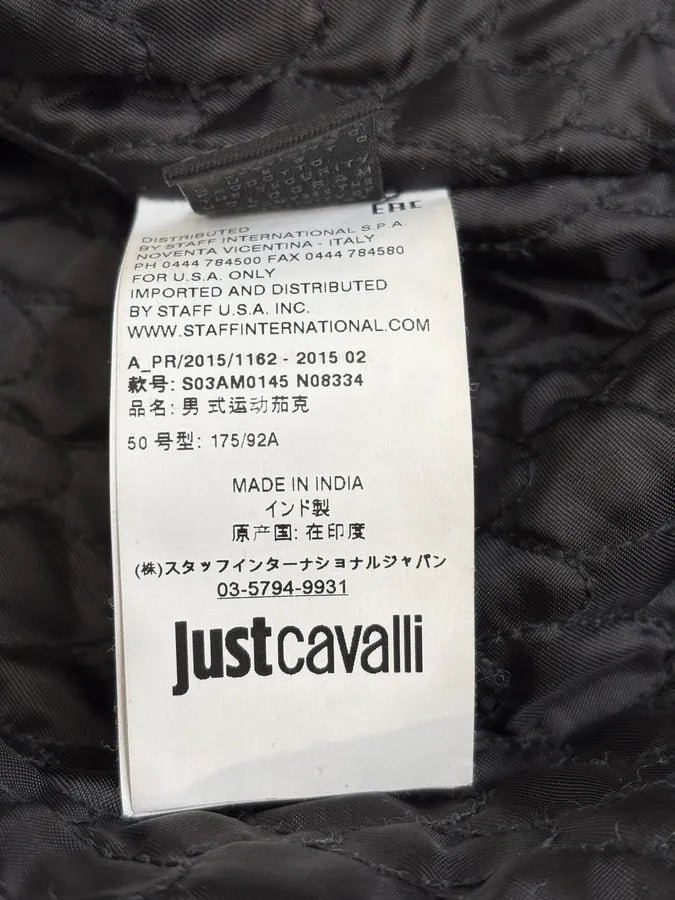 FW2015 Cavalli Black Leather Shearling Collar Jacket JNyskBd 13