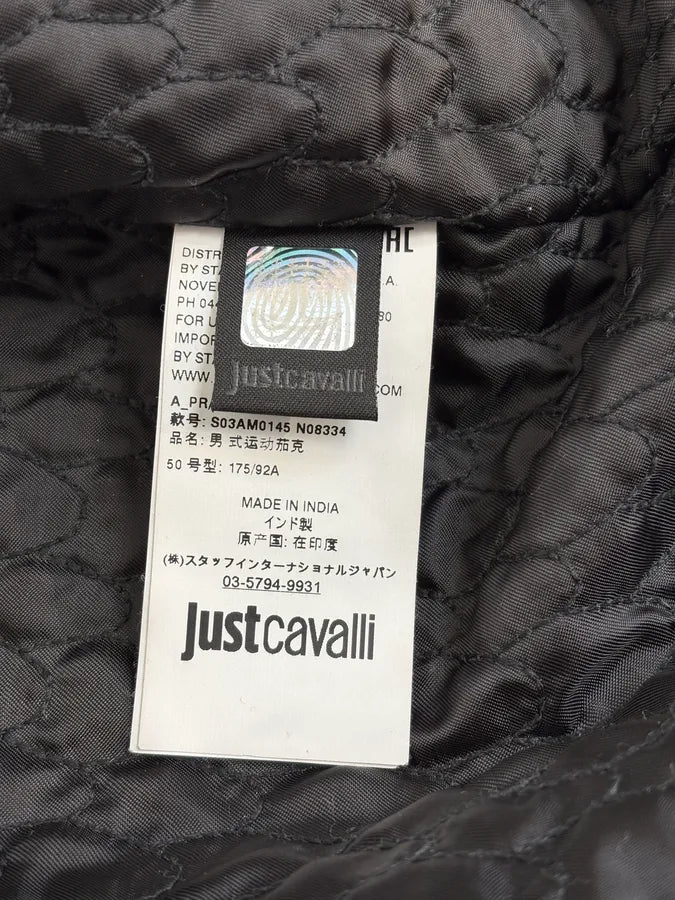 FW2015 Cavalli Black Leather Shearling Collar Jacket JNyskBd 12