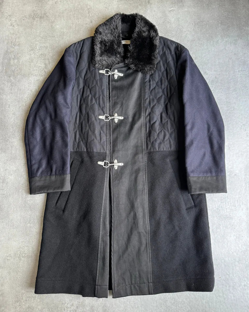FW2015 Dries Van Noten Black & Navy Long Fur Naval Jacket lhhPpYg 0