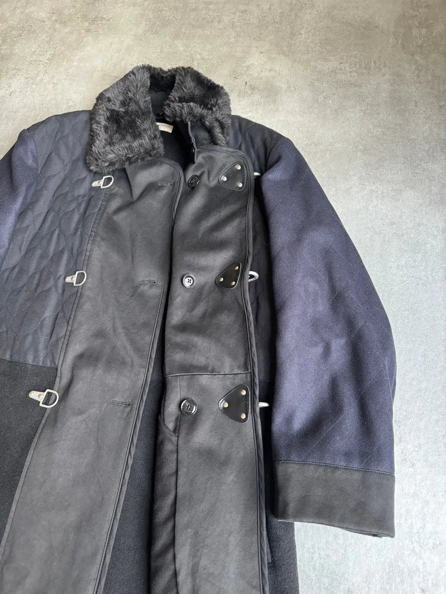 FW2015 Dries Van Noten Black & Navy Long Fur Naval Jacket lhhPpYg 10