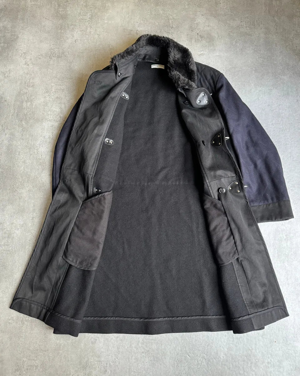 FW2015 Dries Van Noten Black & Navy Long Fur Naval Jacket lhhPpYg 11