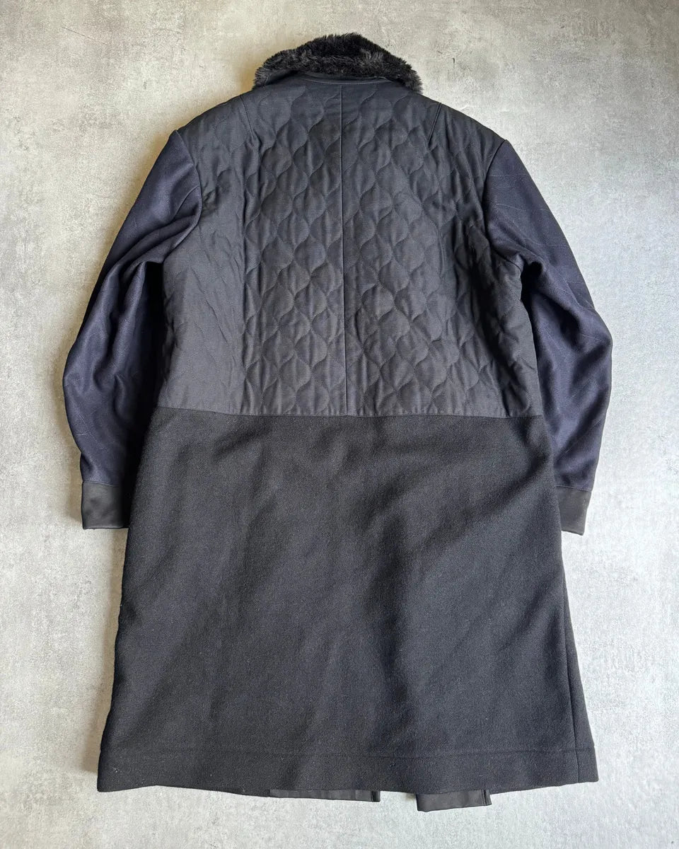 FW2015 Dries Van Noten Black & Navy Long Fur Naval Jacket lhhPpYg 3