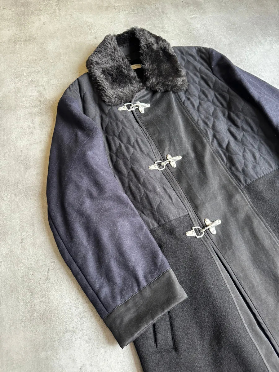 FW2015 Dries Van Noten Black & Navy Long Fur Naval Jacket lhhPpYg 6