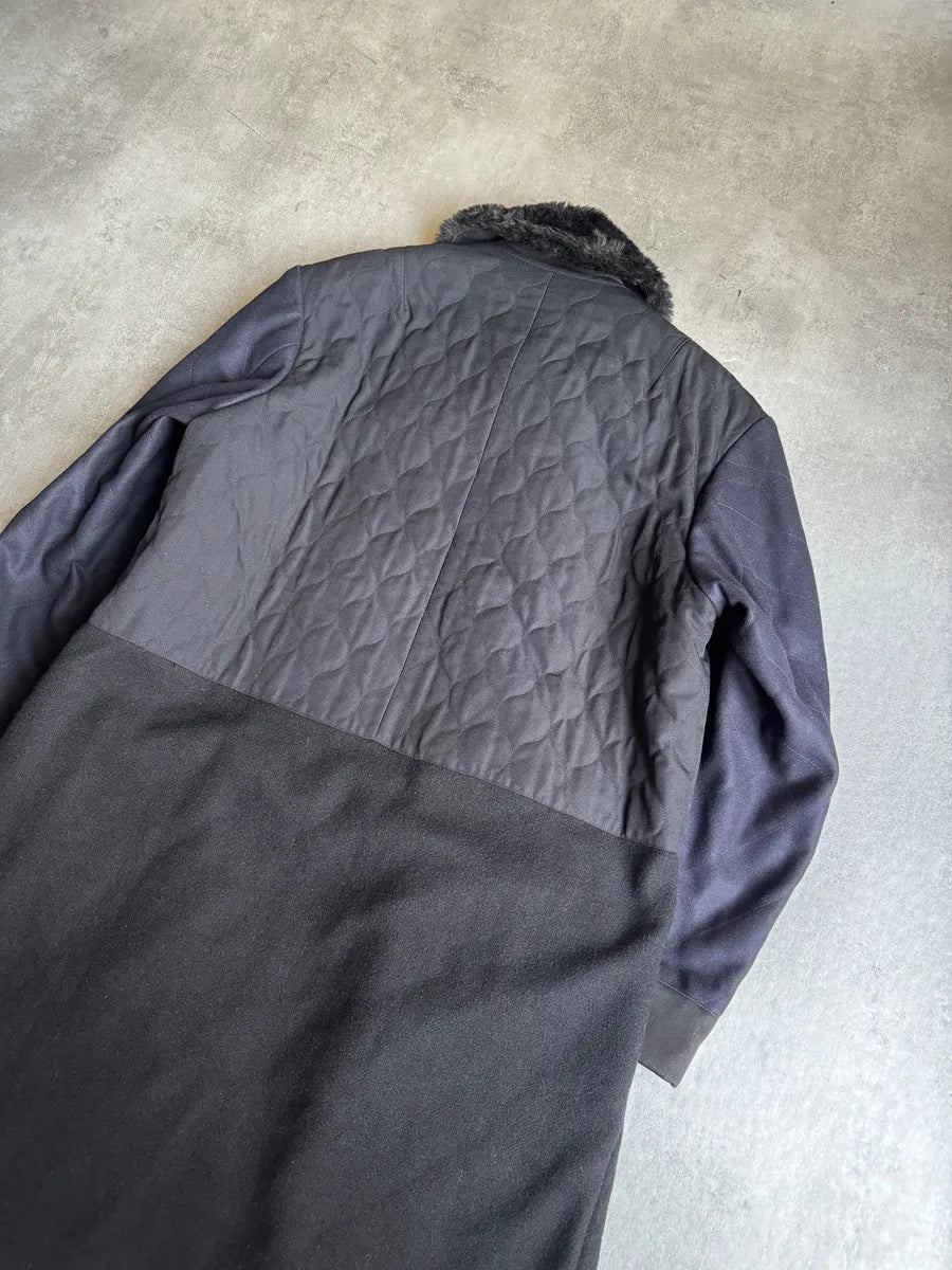 FW2015 Dries Van Noten Black & Navy Long Fur Naval Jacket lhhPpYg 9