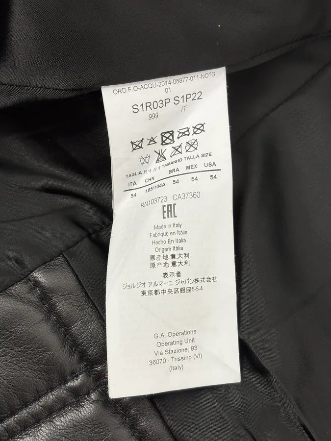 FW2015 Emporio Armani Biker Black Leather Asymmetrical Zip Jacket JtMVlxl 12