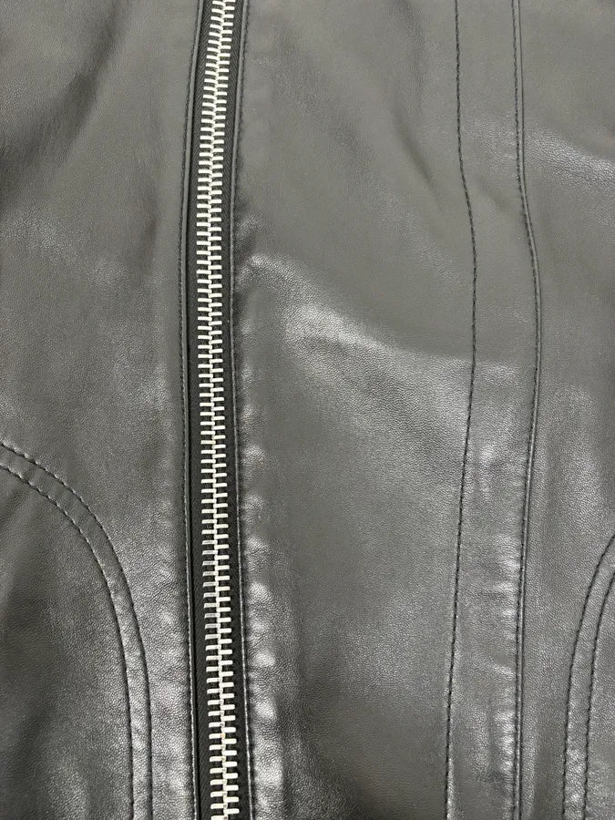 FW2015 Emporio Armani Biker Black Leather Asymmetrical Zip Jacket JtMVlxl 10