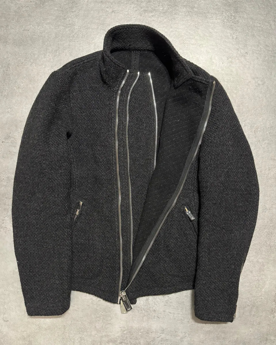 FW2015 Emporio Armani Grey Asymmetrical Wool Multi Zips Jacket OxnHKur 1