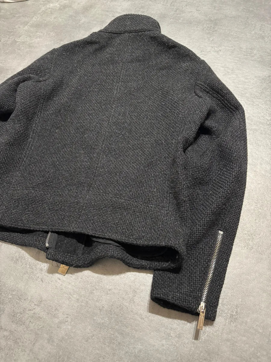 FW2015 Emporio Armani Grey Asymmetrical Wool Multi Zips Jacket OxnHKur 3
