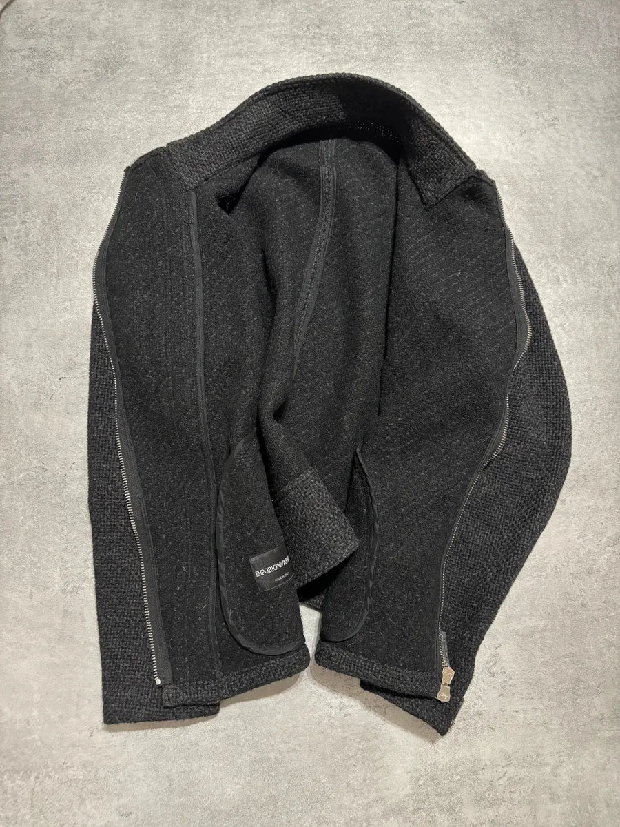 FW2015 Emporio Armani Grey Asymmetrical Wool Multi Zips Jacket OxnHKur 4