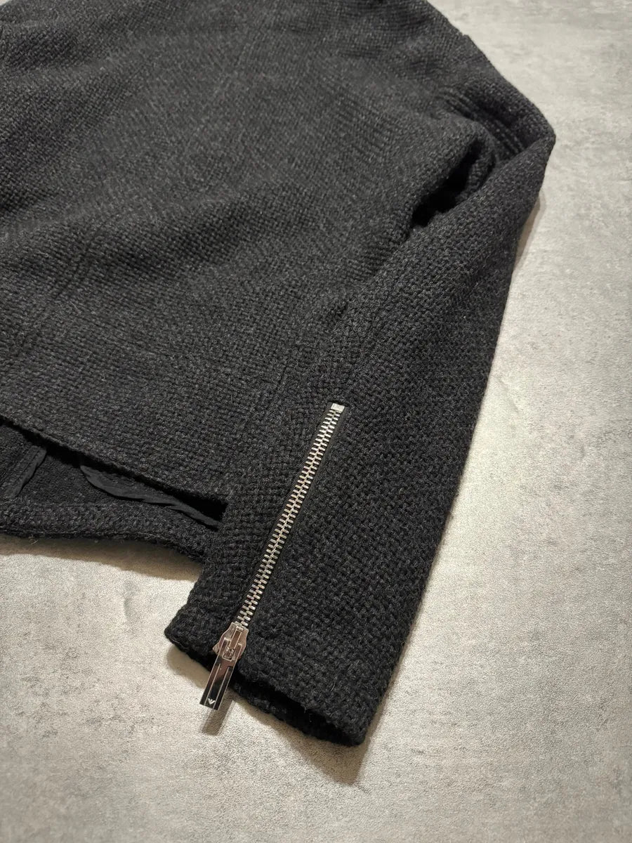 FW2015 Emporio Armani Grey Asymmetrical Wool Multi Zips Jacket OxnHKur 6