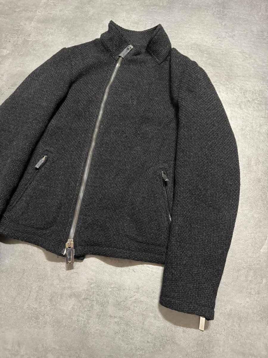 FW2015 Emporio Armani Grey Asymmetrical Wool Multi Zips Jacket OxnHKur 8
