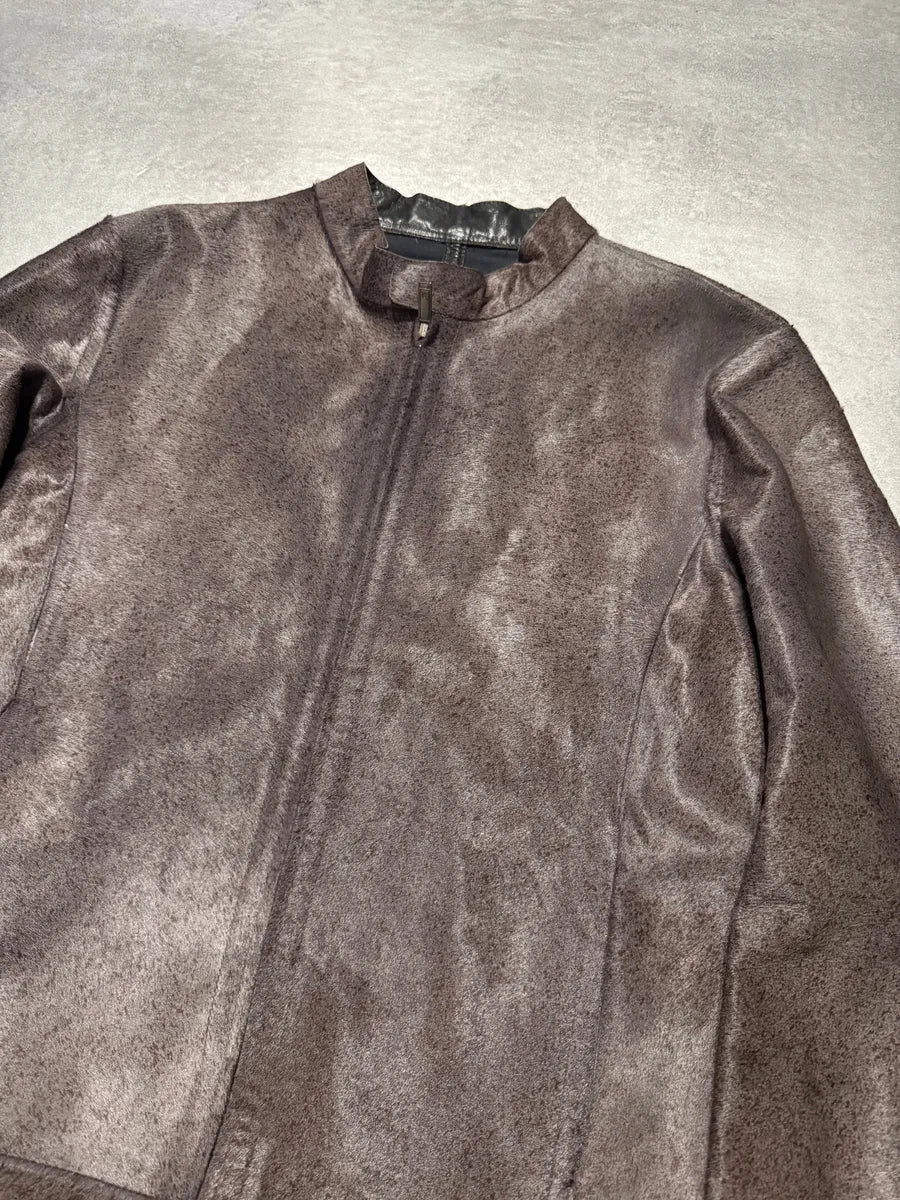 FW2015 Emporio Armani Pony Hair Rust Leather Jacket (L) 1