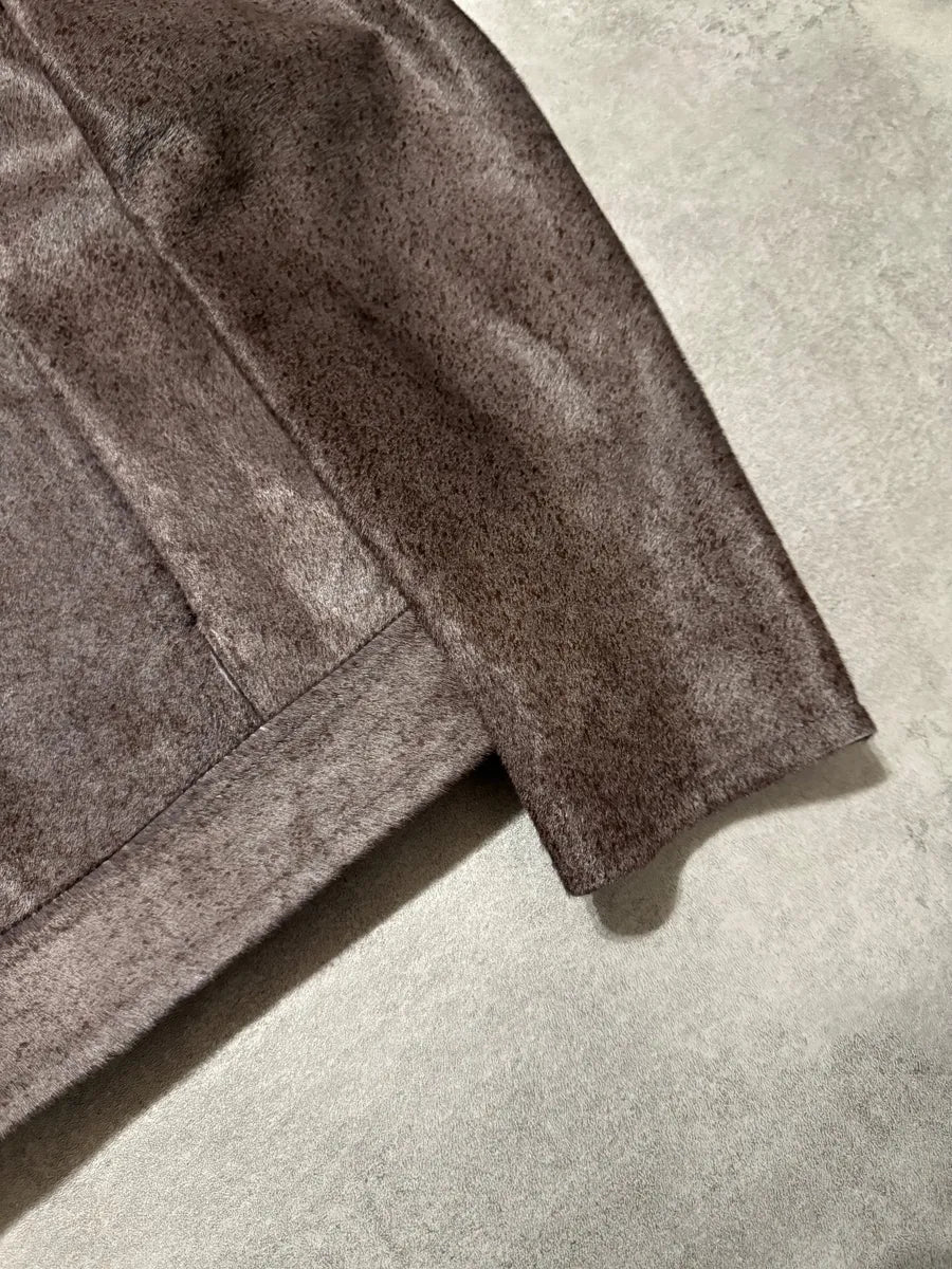 FW2015 Emporio Armani Pony Hair Rust Leather Jacket (L) 2