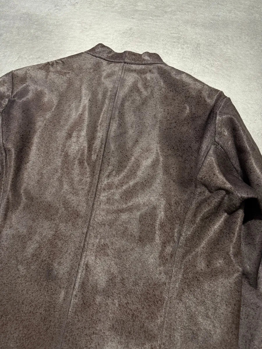 FW2015 Emporio Armani Pony Hair Rust Leather Jacket (L) 6