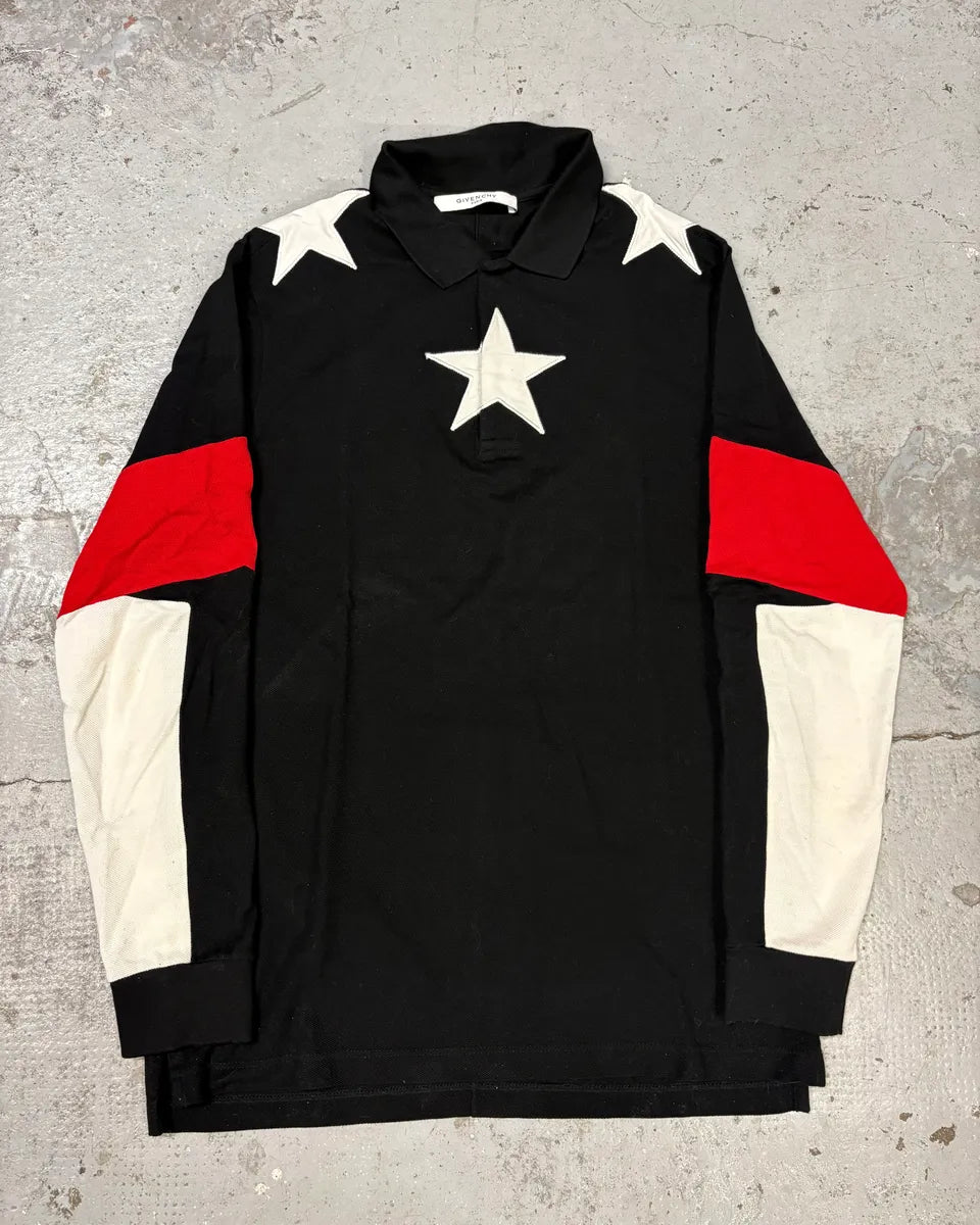 FW2015 Givenchy Stars Black Polo Lonsleeves kSVmiws 0
