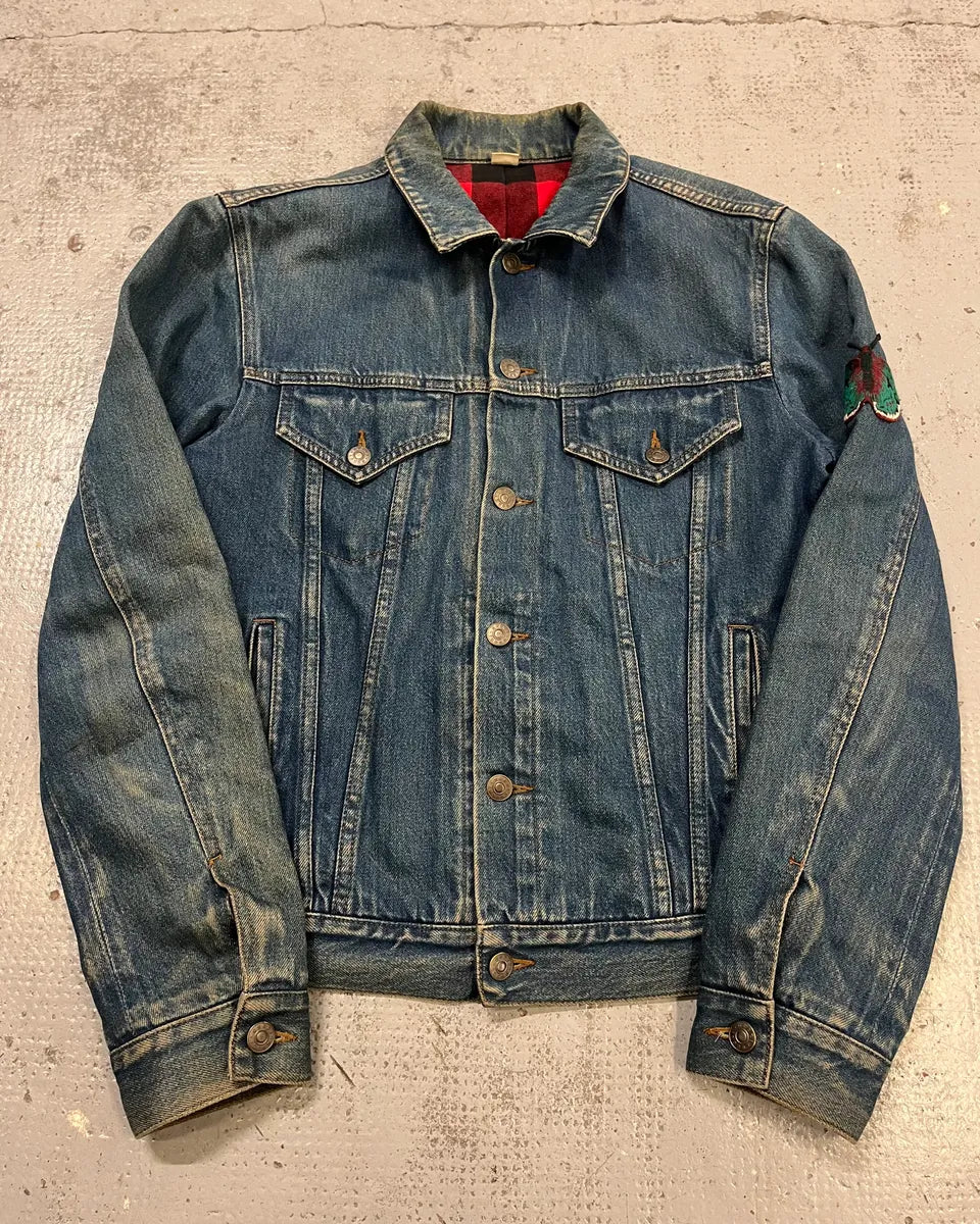 FW2015 Gucci Blue Denim Embroidered Tiger Denim Jacket xoKuzsn 1