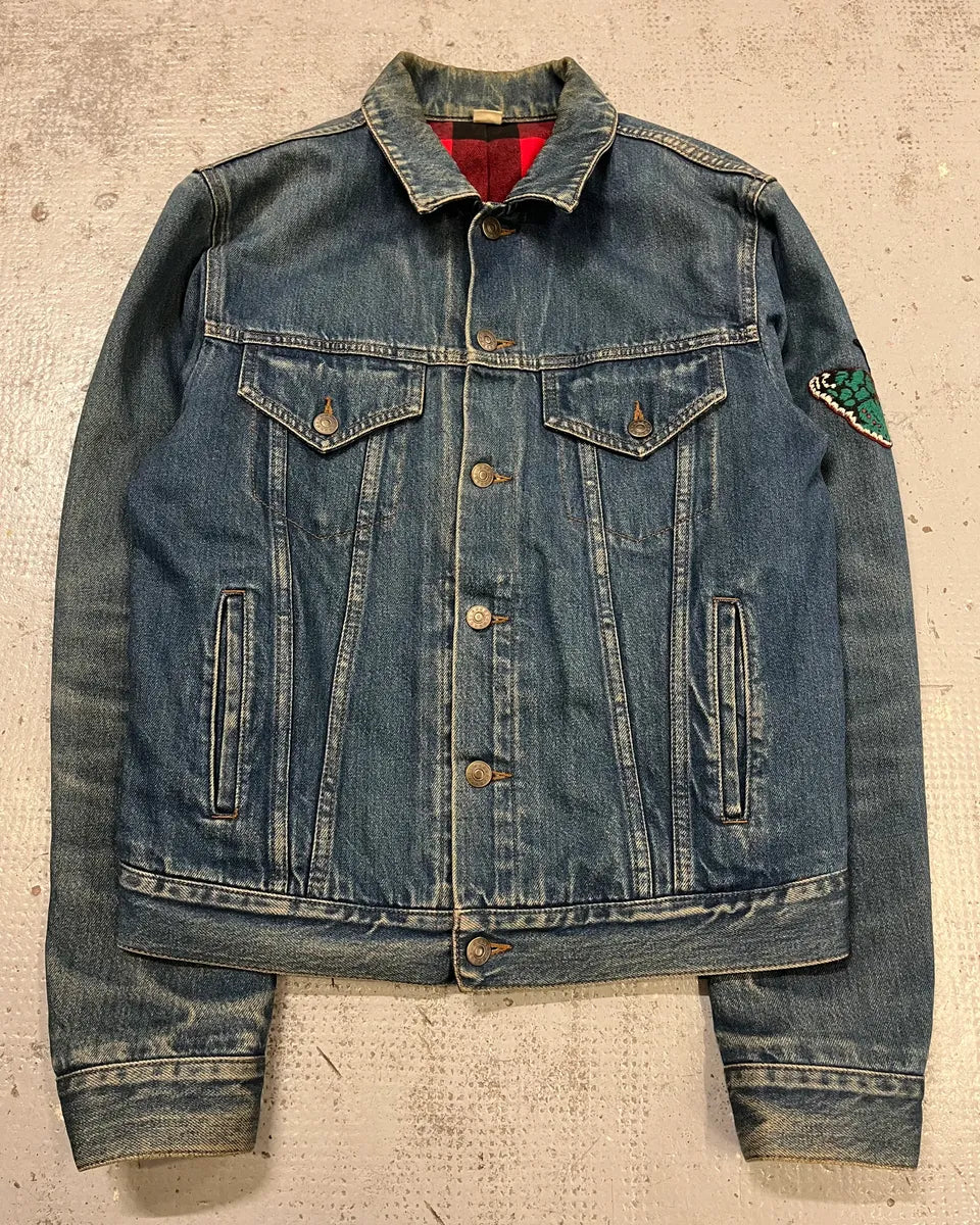 FW2015 Gucci Blue Denim Embroidered Tiger Denim Jacket xoKuzsn 4