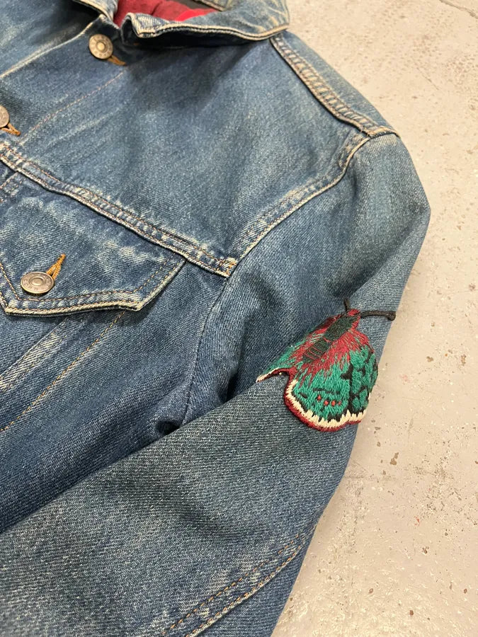 FW2015 Gucci Blue Denim Embroidered Tiger Denim Jacket xoKuzsn 6