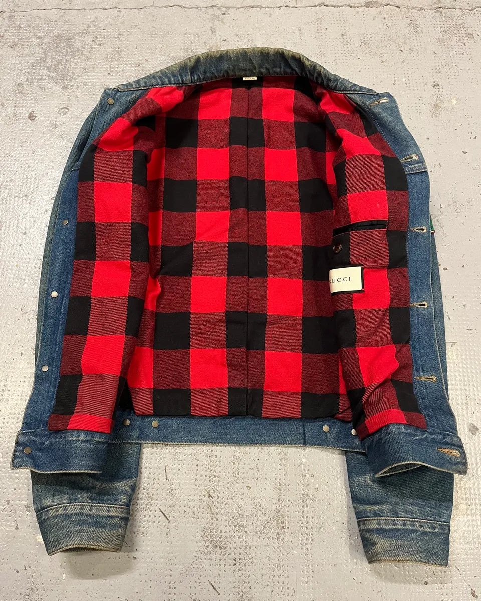 FW2015 Gucci Blue Denim Embroidered Tiger Denim Jacket xoKuzsn 9