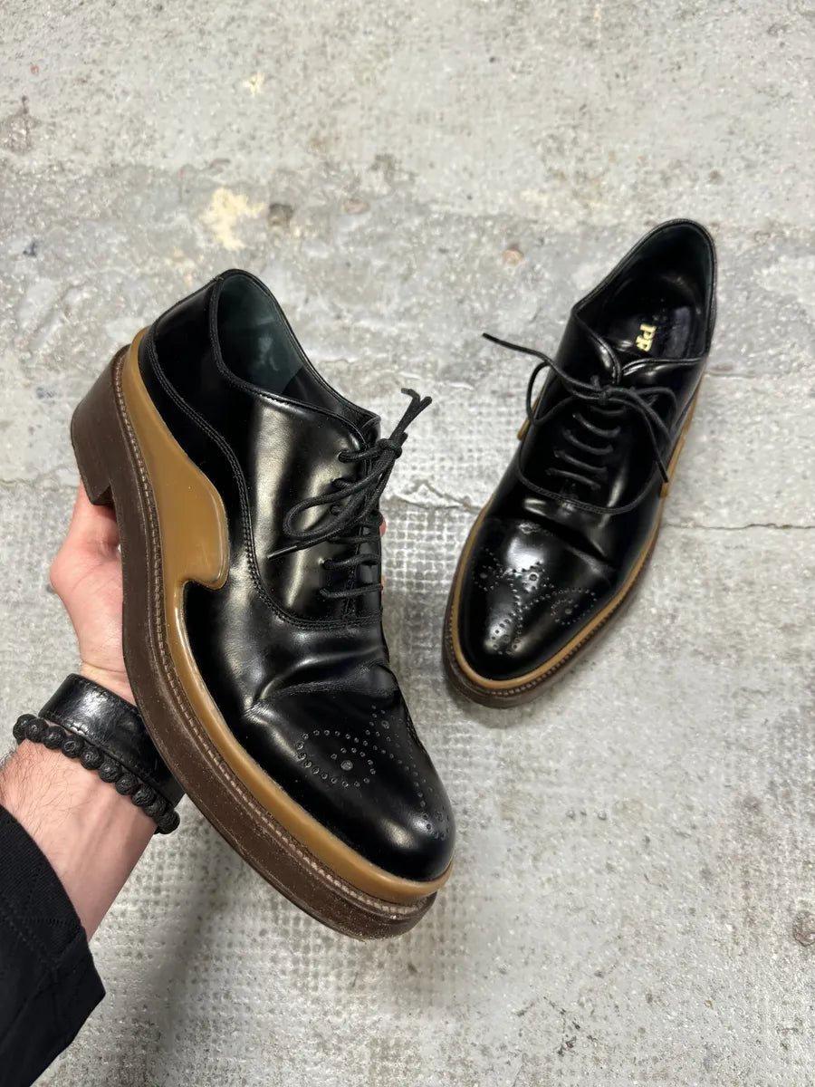 FW2015 Prada Black Brixen Derbies Leather Shoes zRnbwKv 0