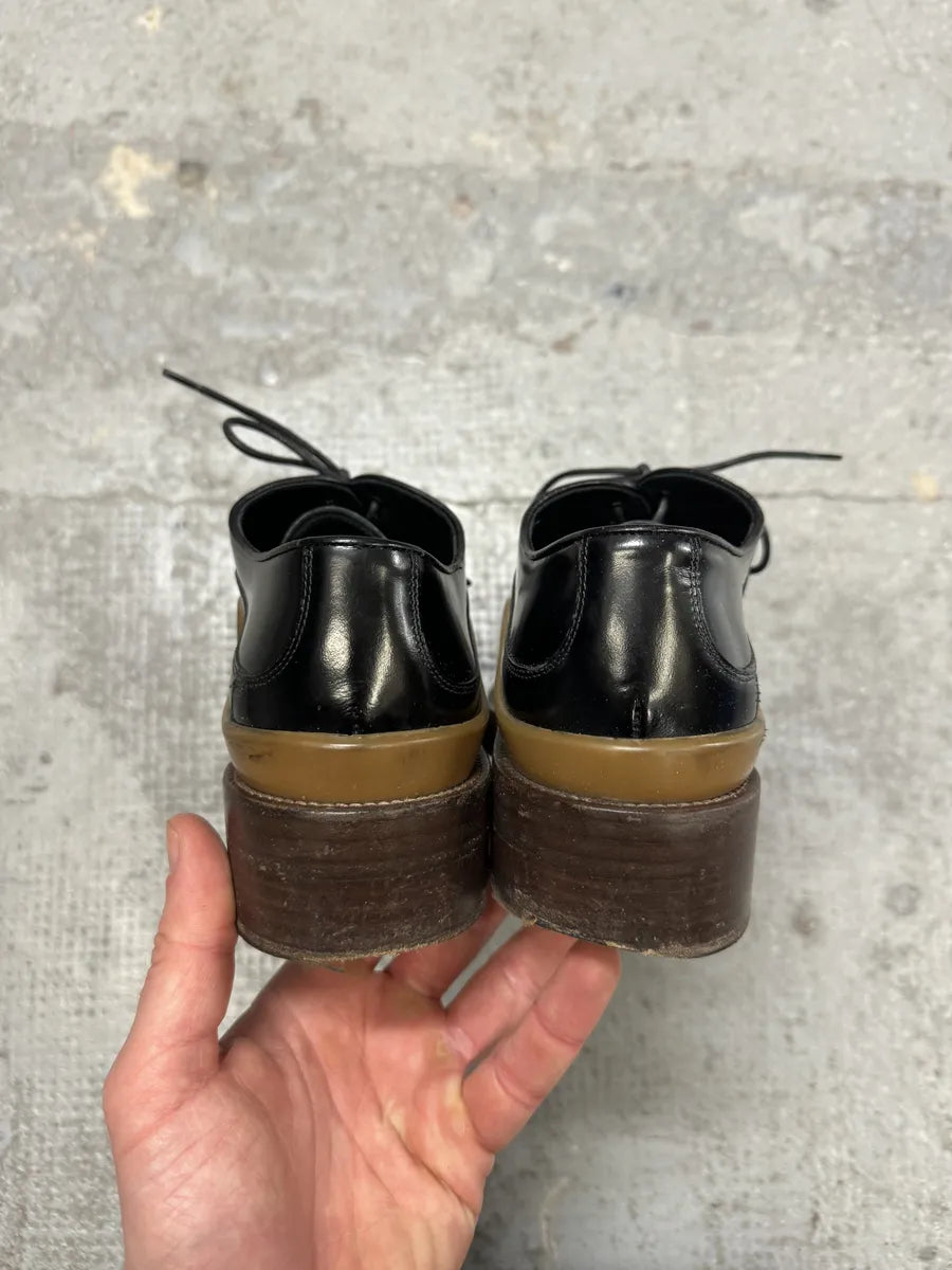 FW2015 Prada Black Brixen Derbies Leather Shoes zRnbwKv 2