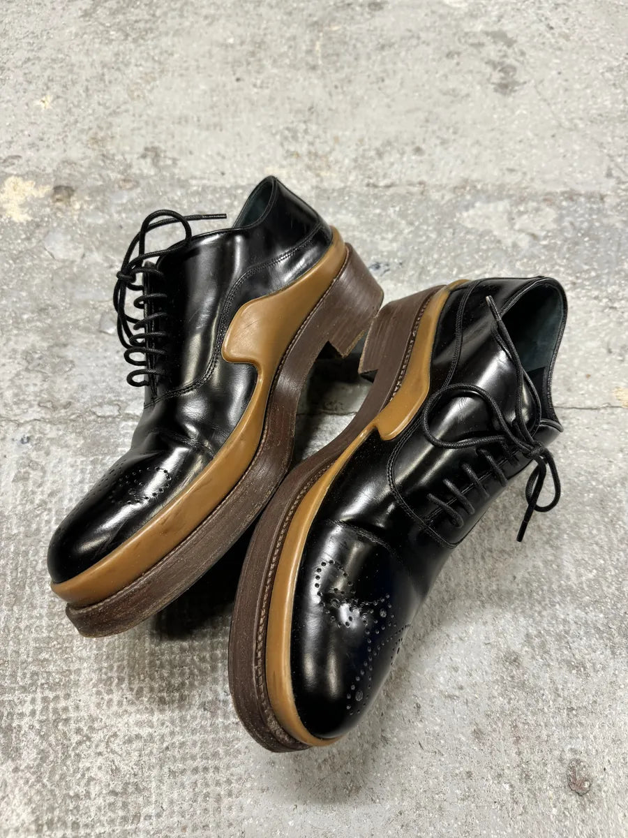 FW2015 Prada Black Brixen Derbies Leather Shoes zRnbwKv 5