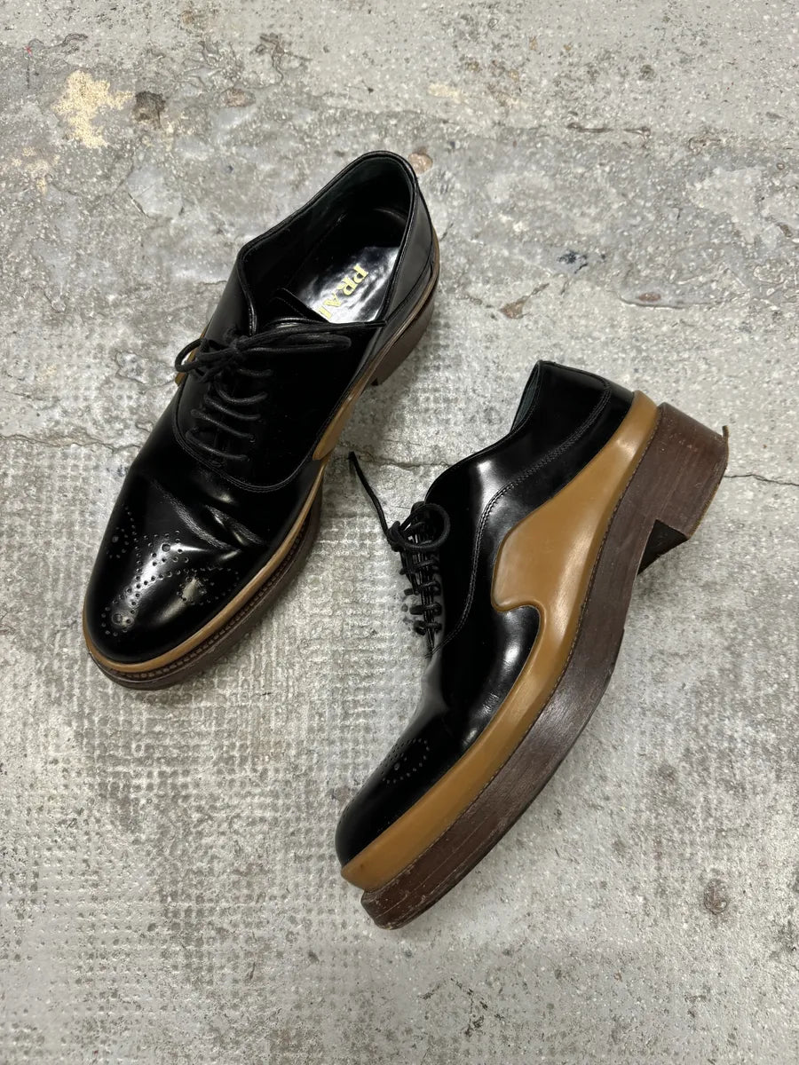 FW2015 Prada Black Brixen Derbies Leather Shoes zRnbwKv 6