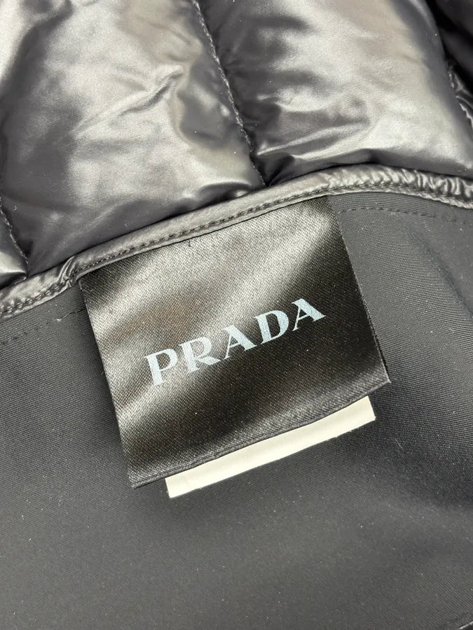 FW2015 Prada Navy Nylon Quilted Puffer Jacket yLJBCiO 12