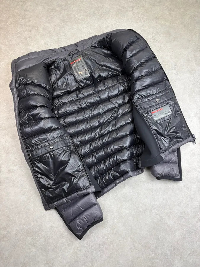 FW2015 Prada Navy Nylon Quilted Puffer Jacket yLJBCiO 6