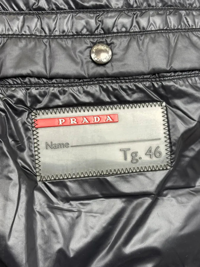 FW2015 Prada Navy Nylon Quilted Puffer Jacket yLJBCiO 11