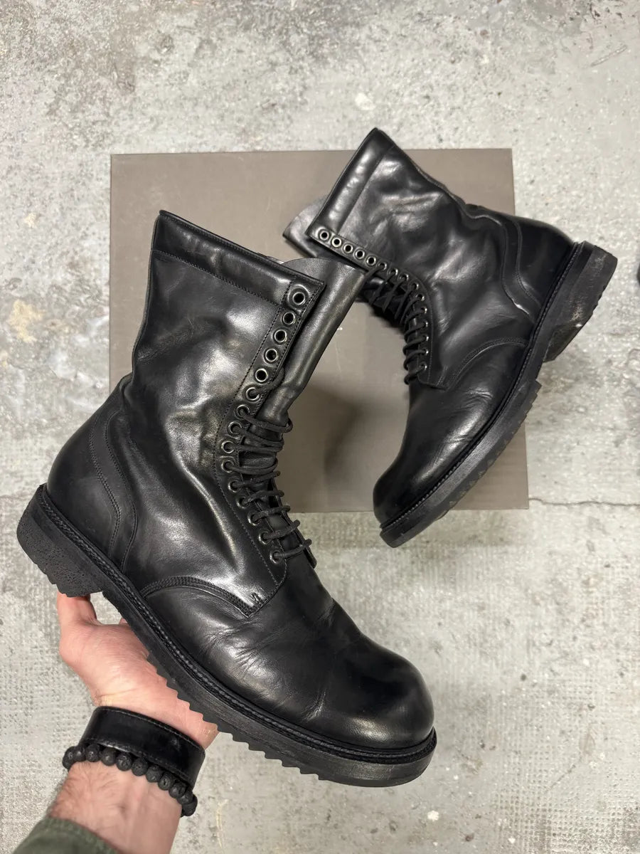 FW2015 Rick Owens Army Black Combat Leather Boots (43eu/us9.5) 0