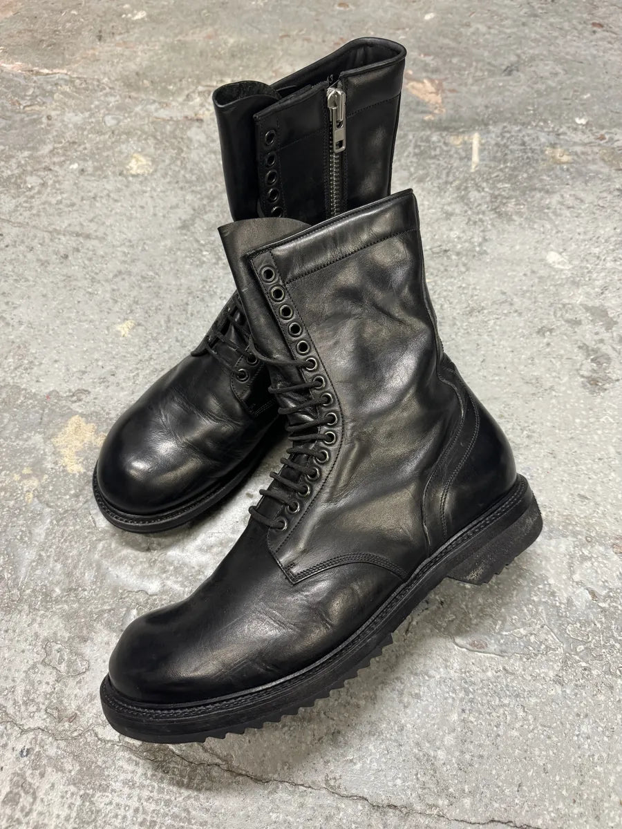 FW2015 Rick Owens Army Black Combat Leather Boots (43eu/us9.5) 1