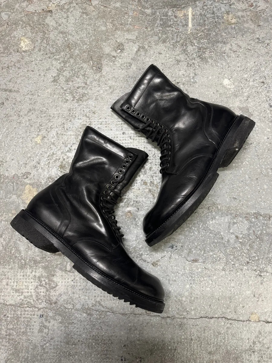 FW2015 Rick Owens Army Black Combat Leather Boots (43eu/us9.5) 5