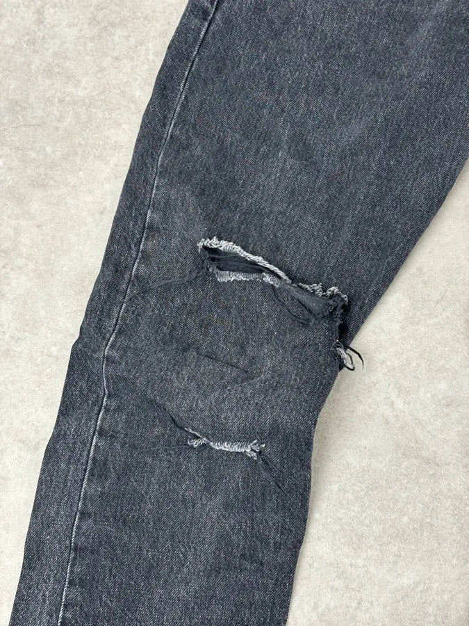 FW2015 Saint Laurent Black Denim Distressed Jeans QAzAeko 8